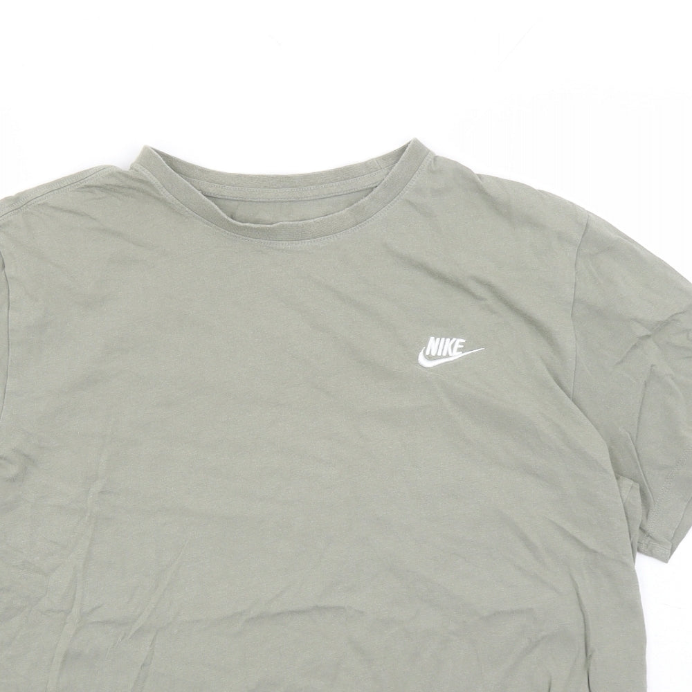 Nike Mens Green Cotton Basic T-Shirt Size L Crew Neck Pullover
