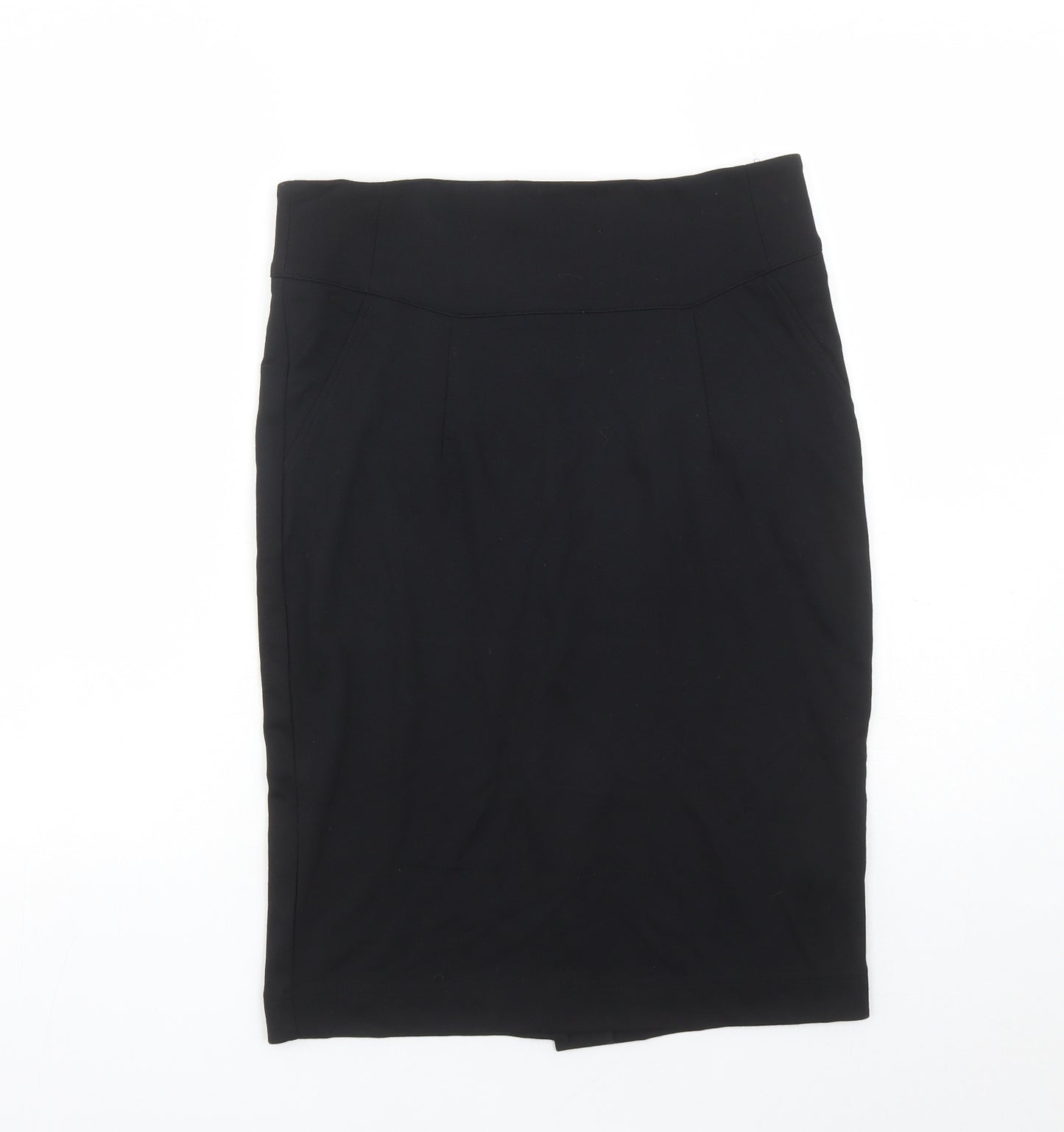 H&M Womens Black Viscose Straight & Pencil Skirt Size 12 Zip