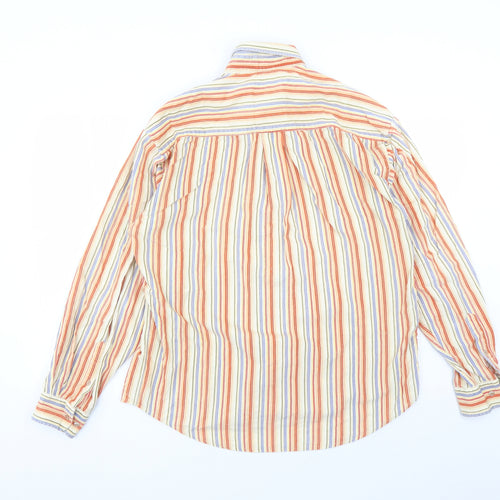 Barisal Mens Multicoloured Striped Cotton Button-Up Size M Collared Button