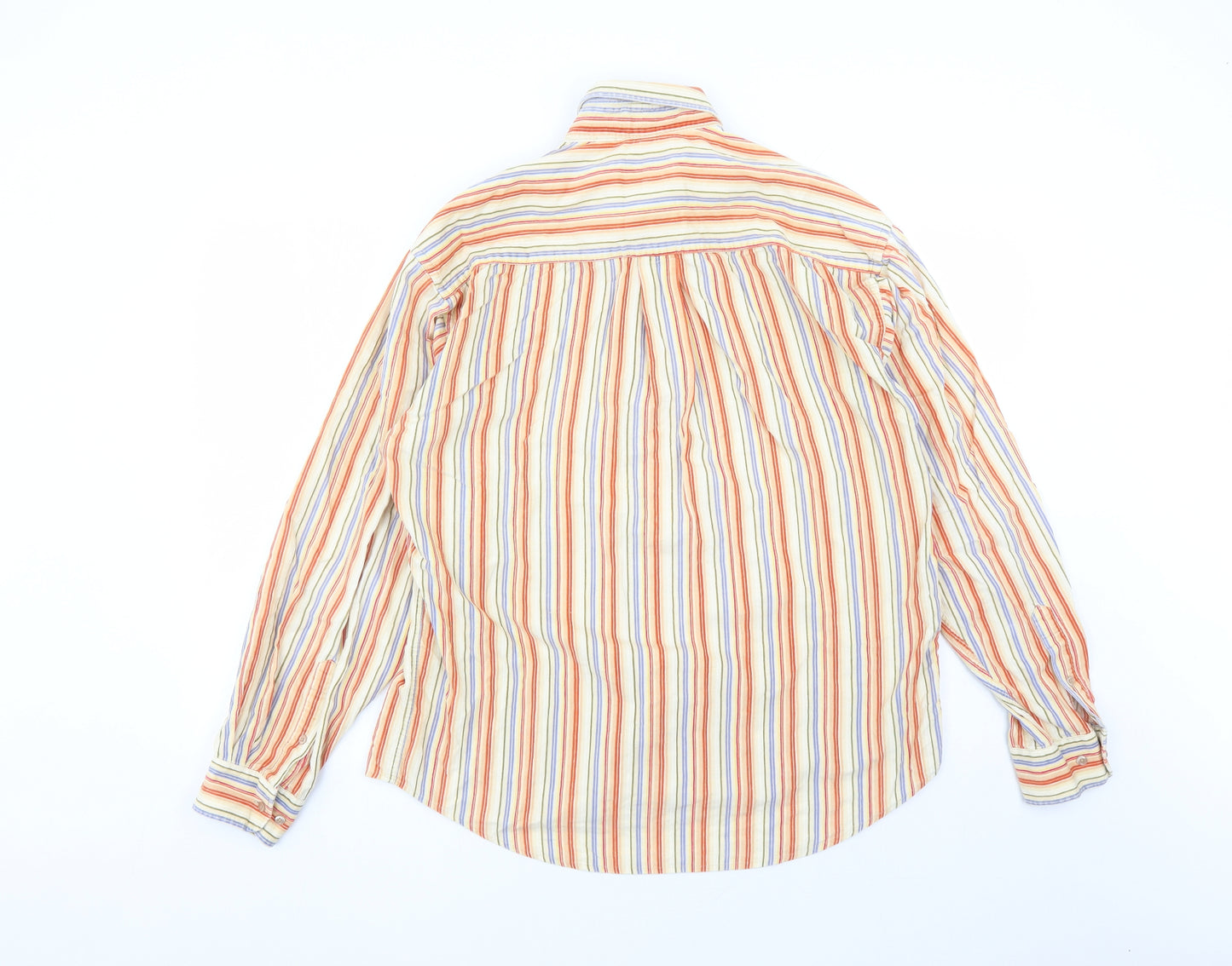 Barisal Mens Multicoloured Striped Cotton Button-Up Size M Collared Button