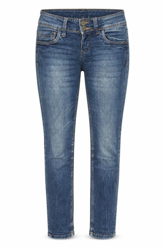 Front view of Terranova women’s blue cotton skinny jeans, size XS, 29-inch leg regular zip