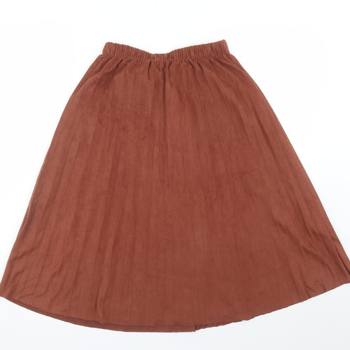 RESERVED Womens Brown Polyester Pleated Skirt Size 10 - Elasticated Waist