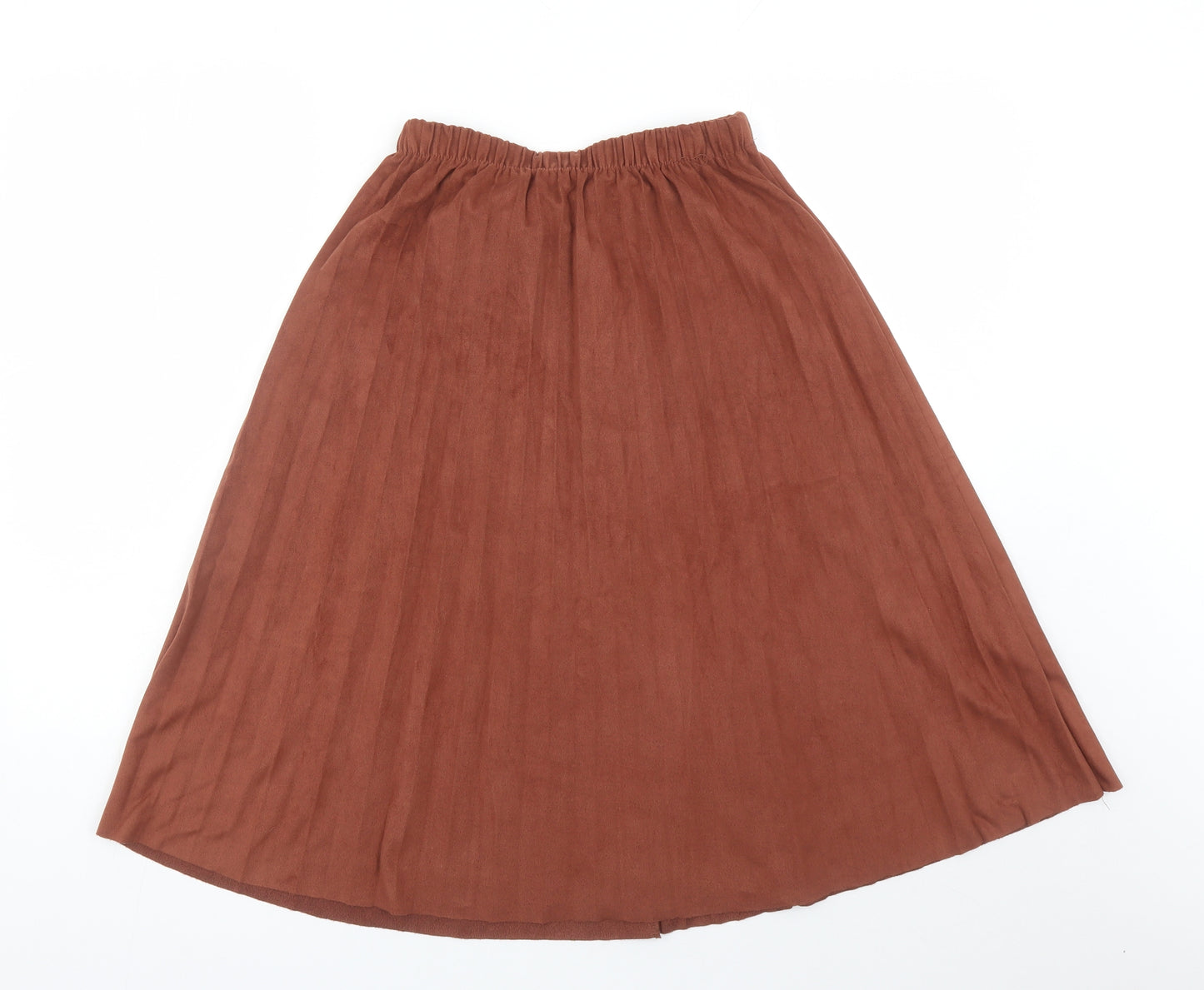 RESERVED Womens Brown Polyester Pleated Skirt Size 10 - Elasticated Waist