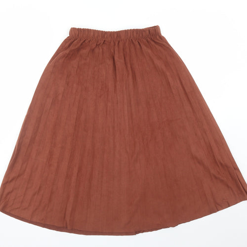 RESERVED Womens Brown Polyester Pleated Skirt Size 10 - Elasticated Waist