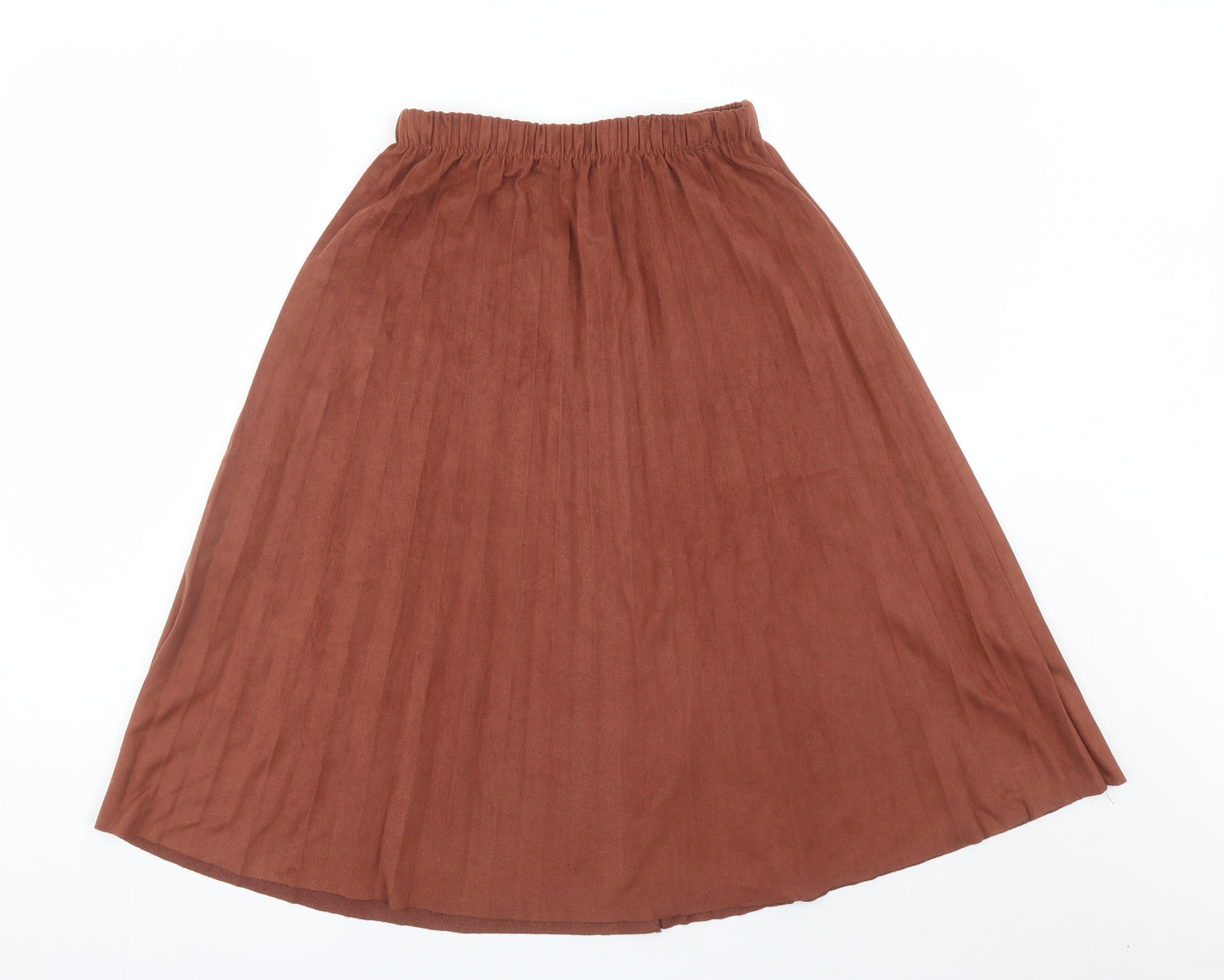 RESERVED Womens Brown Polyester Pleated Skirt Size 10 - Elasticated Waist