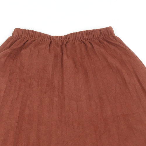RESERVED Womens Brown Polyester Pleated Skirt Size 10 - Elasticated Waist