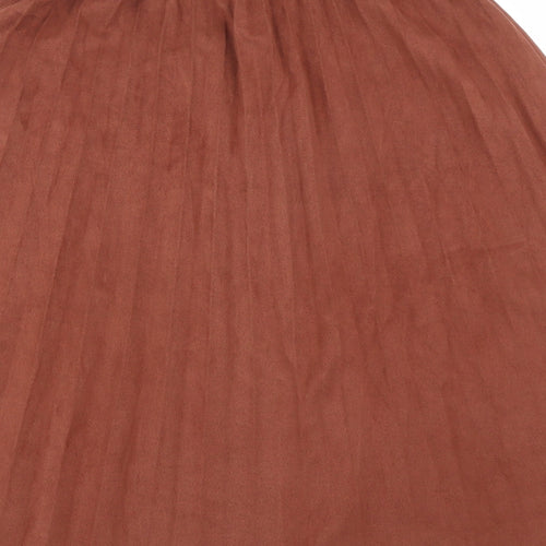 RESERVED Womens Brown Polyester Pleated Skirt Size 10 - Elasticated Waist