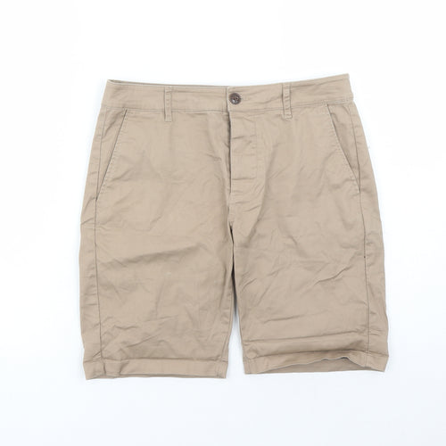 ASOS Mens Brown Cotton Bermuda Shorts Size 28 in L7 in Regular Zip