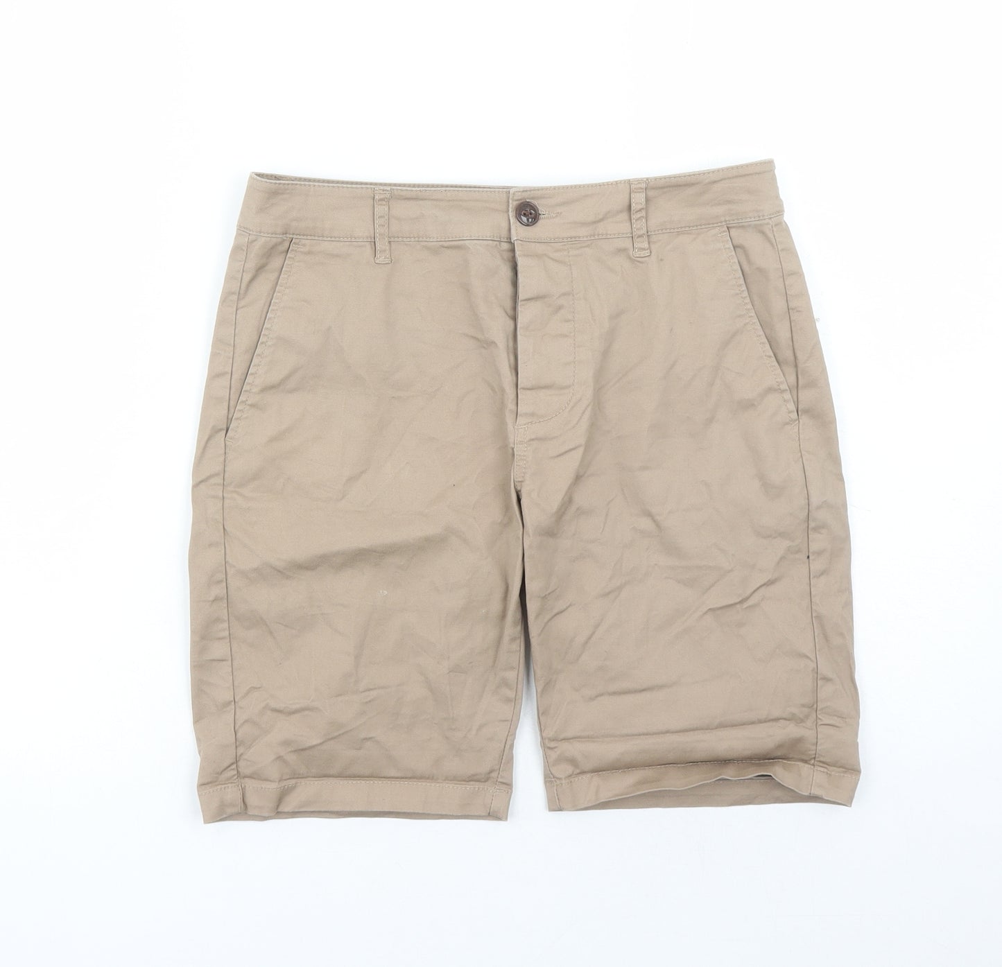ASOS Mens Brown Cotton Bermuda Shorts Size 28 in L7 in Regular Zip
