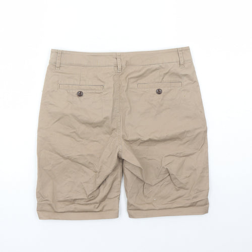 ASOS Mens Brown Cotton Bermuda Shorts Size 28 in L7 in Regular Zip