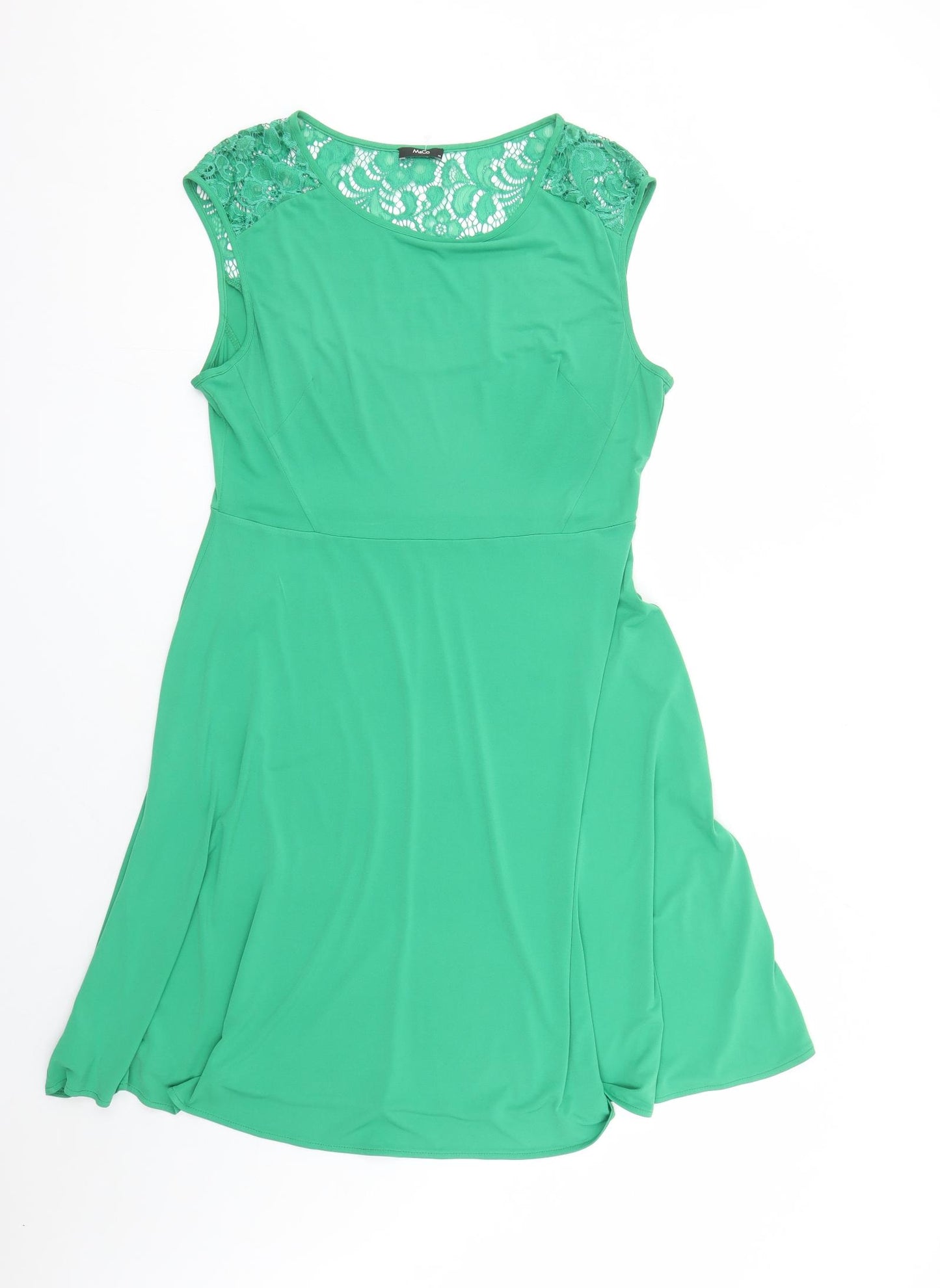 M&Co Womens Green Polyester Trapeze & Swing Size 14 Round Neck Pullover