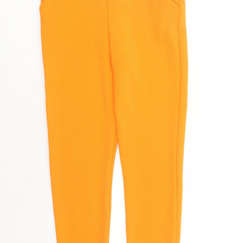 PRETTYLITTLETHING Womens Orange Polyester Carrot Trousers Size 10 L27 in Regular - Elasticated Waist