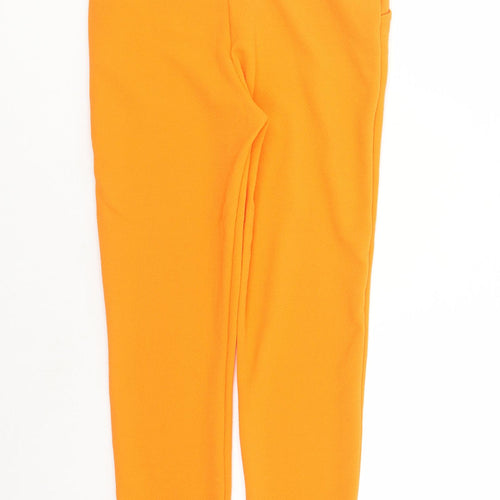 PRETTYLITTLETHING Womens Orange Polyester Carrot Trousers Size 10 L27 in Regular - Elasticated Waist