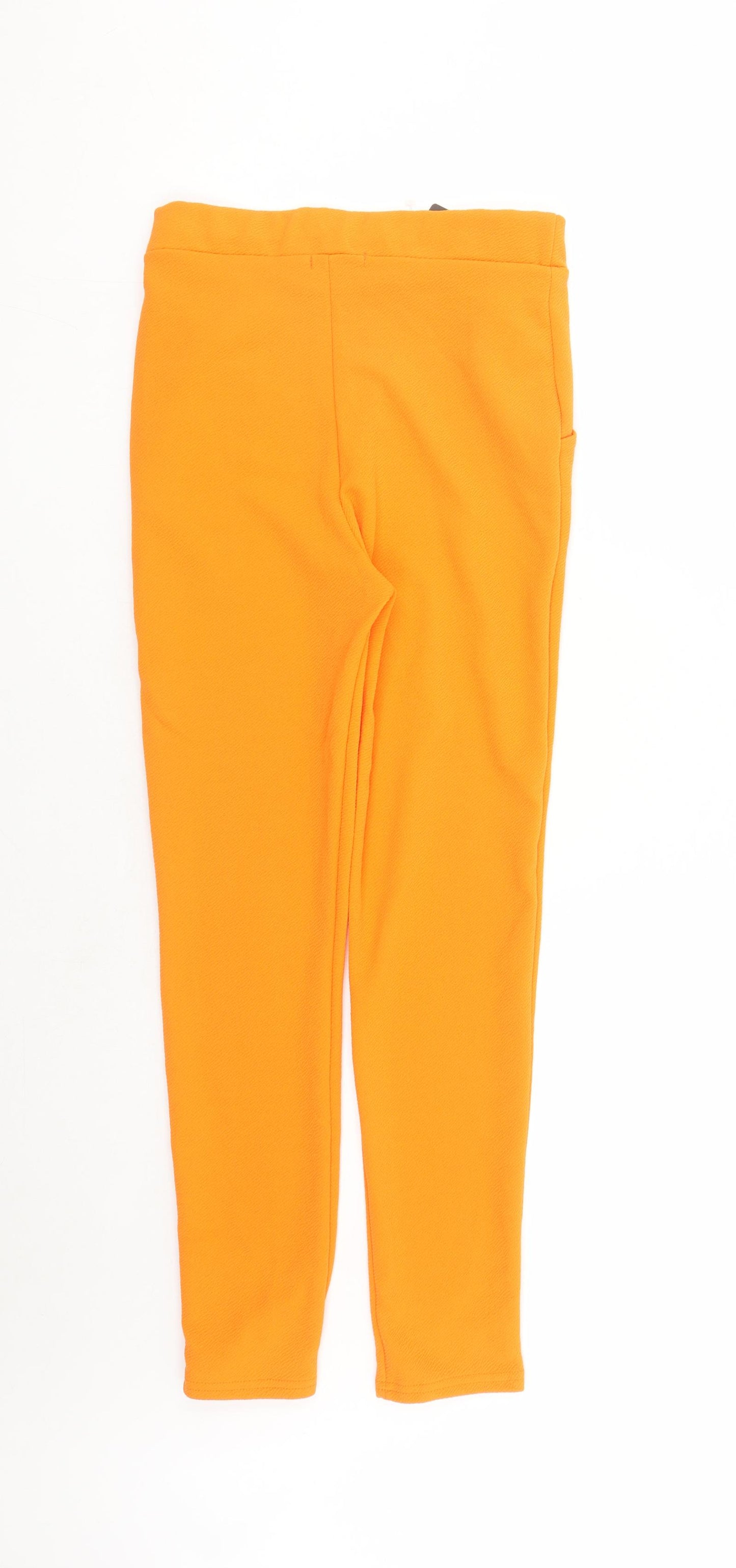 PRETTYLITTLETHING Womens Orange Polyester Carrot Trousers Size 10 L27 in Regular - Elasticated Waist
