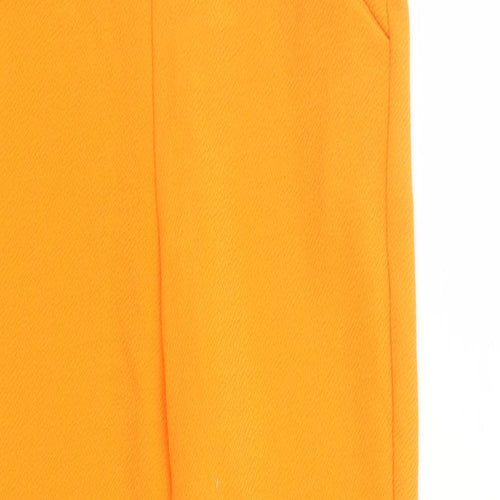 PRETTYLITTLETHING Womens Orange Polyester Carrot Trousers Size 10 L27 in Regular - Elasticated Waist