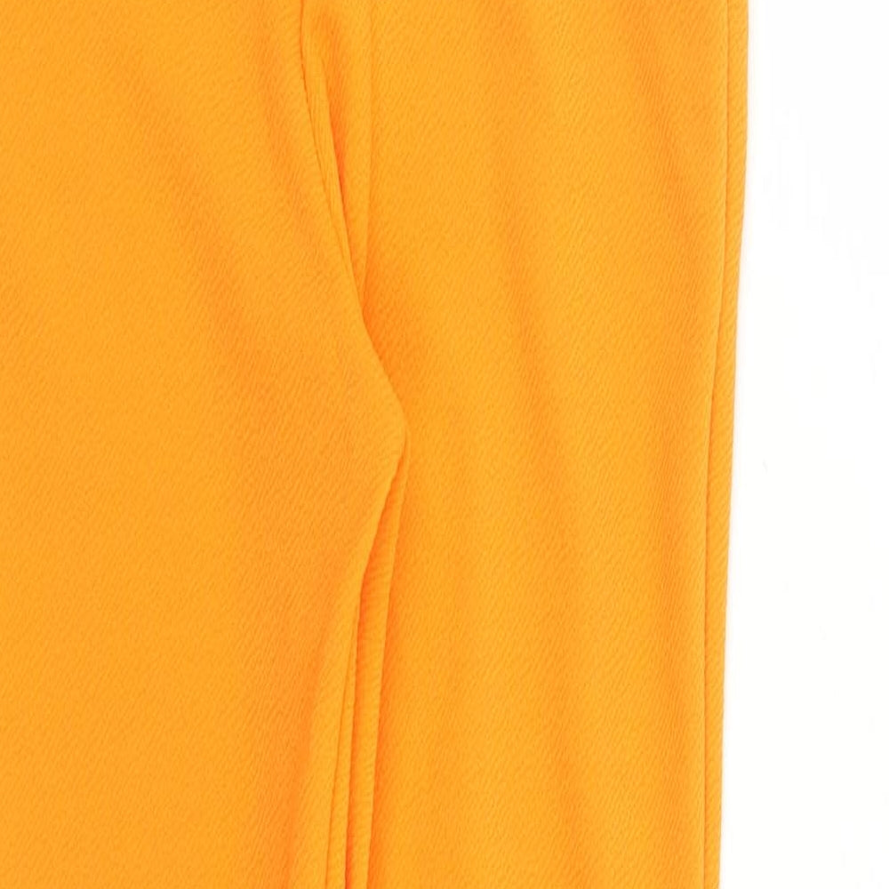 PRETTYLITTLETHING Womens Orange Polyester Carrot Trousers Size 10 L27 in Regular - Elasticated Waist