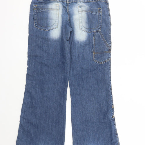 E-vie Womens Blue Cotton Bootcut Jeans Size 12 L30 in Regular Zip