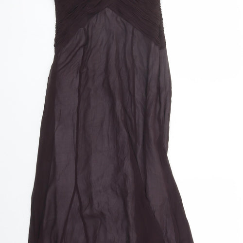Coast Womens Purple Silk Ball Gown Size 10 Halter Zip