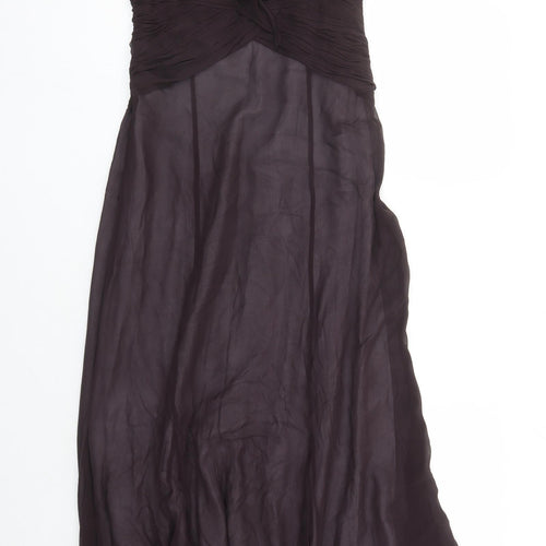 Coast Womens Purple Silk Ball Gown Size 10 Halter Zip
