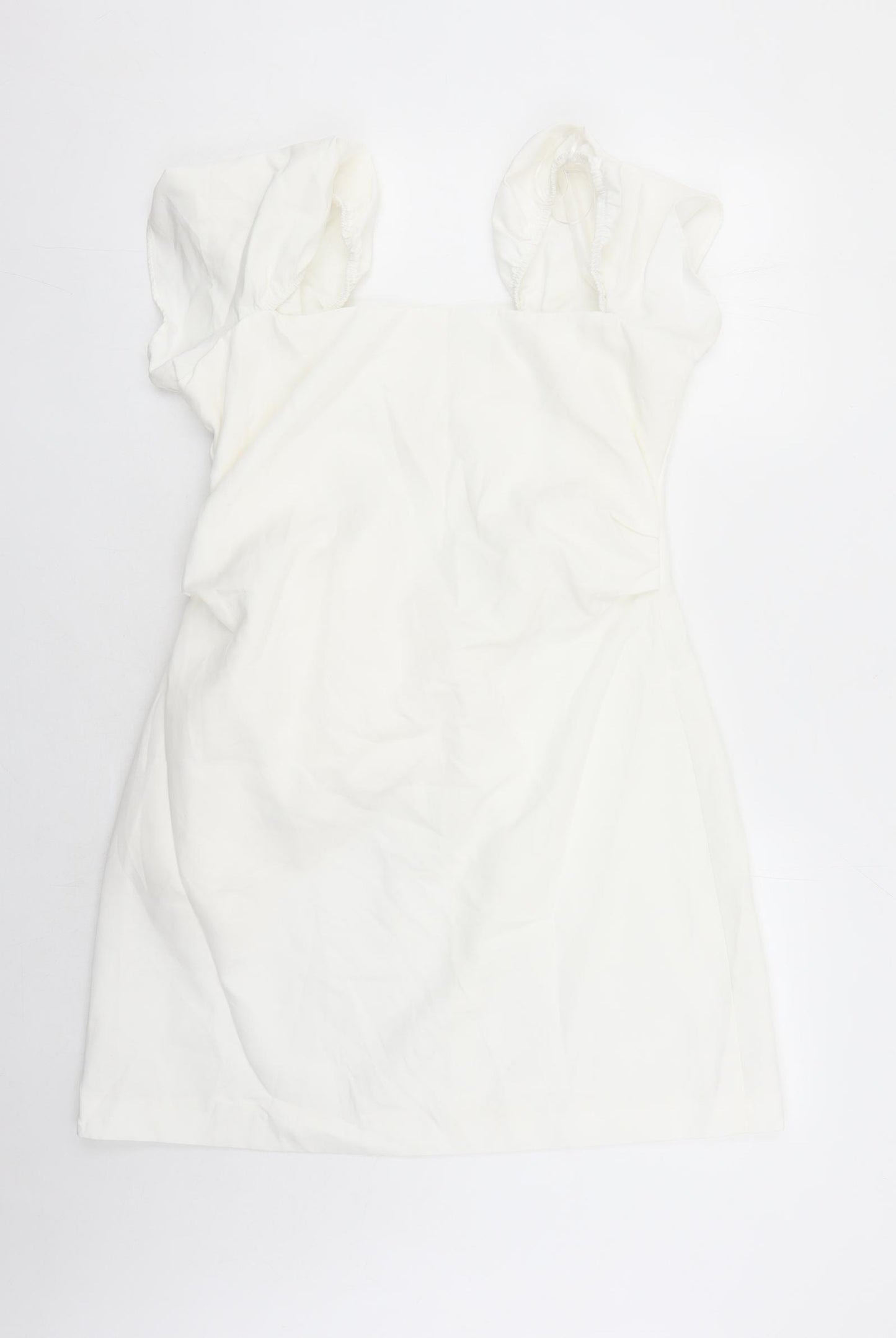 Zara Womens White Cotton A-Line Size XL Square Neck Zip