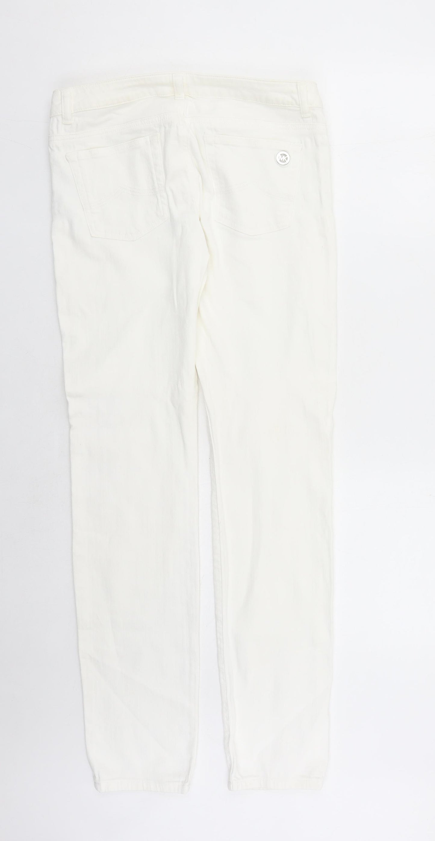 Michael Kors Womens White Cotton Straight Jeans Size 6 L31 in Regular Zip