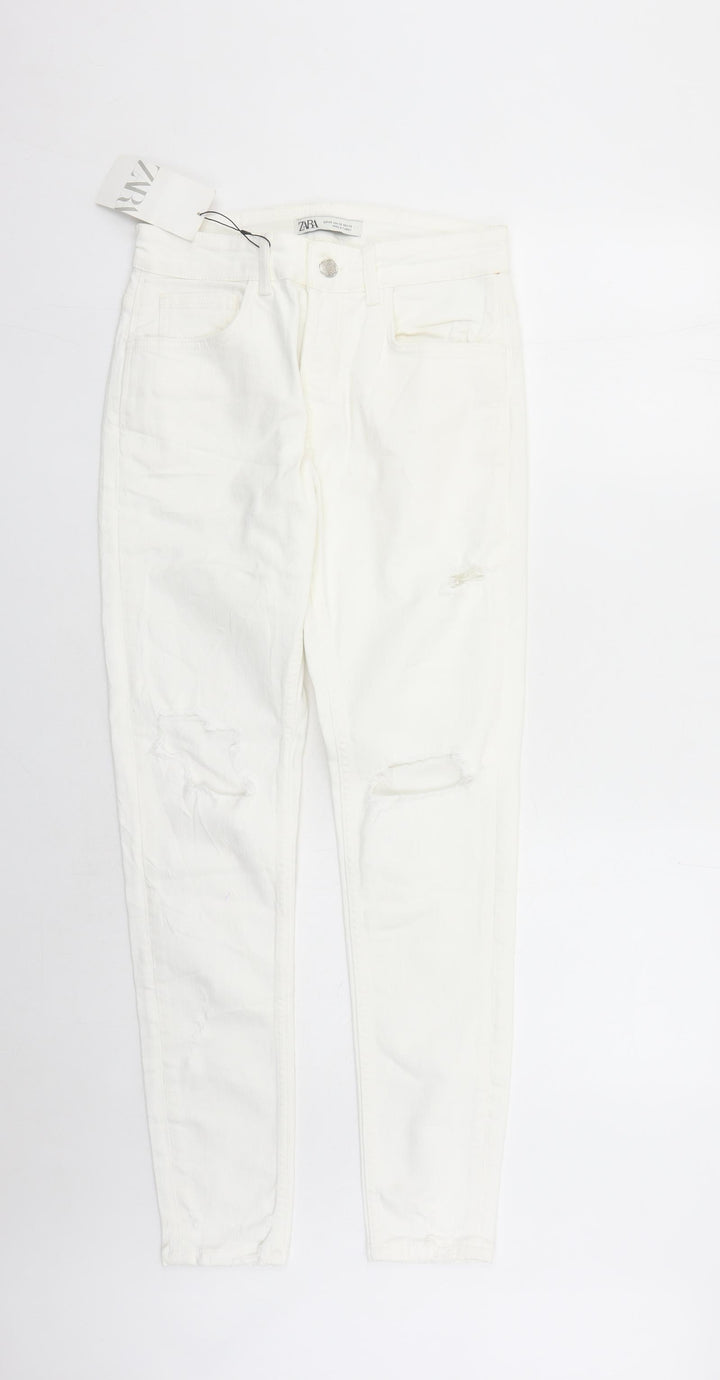 Zara Womens White Cotton Skinny Jeans Size 28 in L30 in Regular Zip