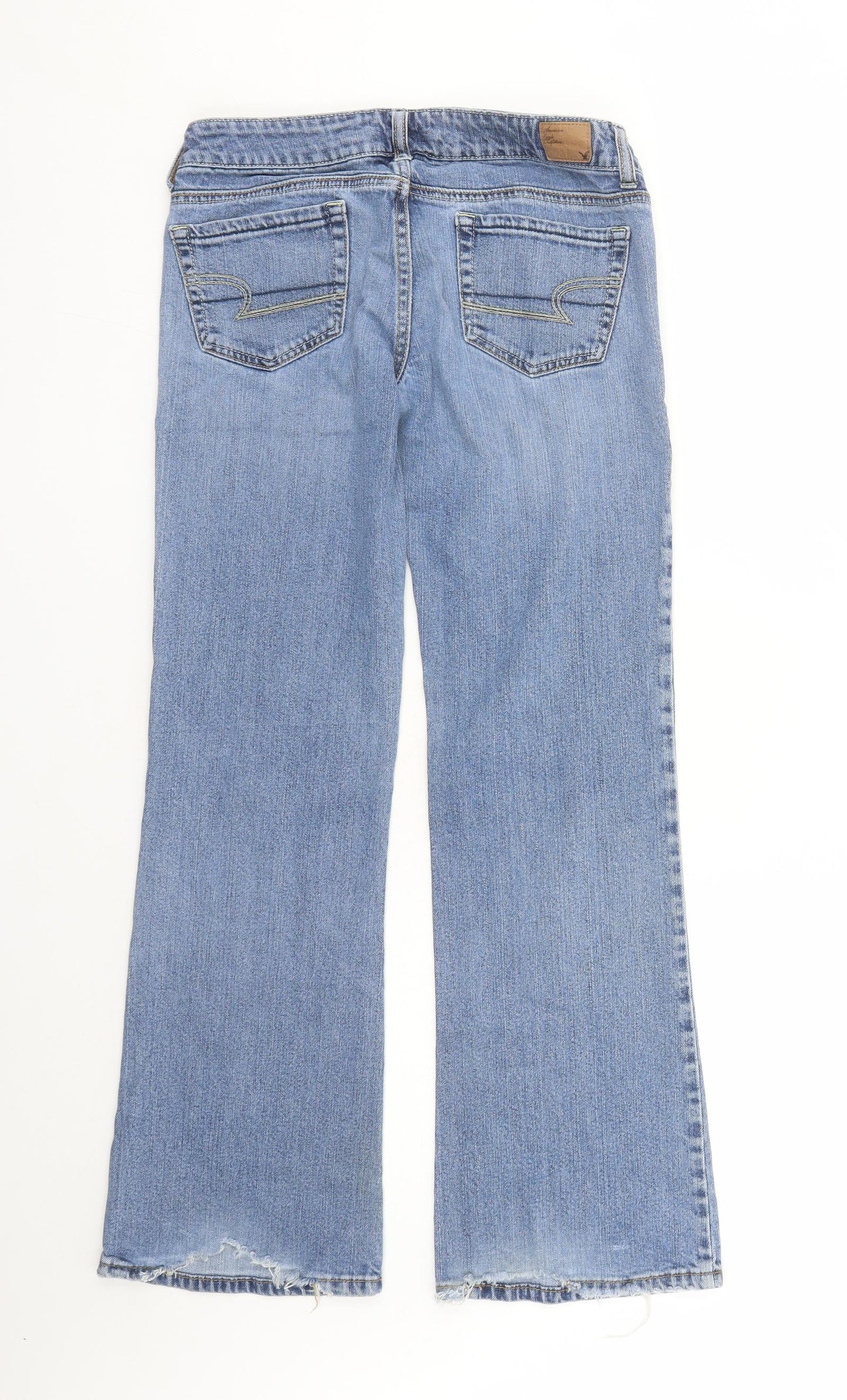 American Eagle Outfitters Womens Blue Cotton Bootcut Jeans Size 6 L30 in Regular Zip - Stretch