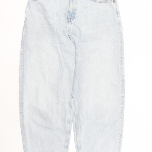 Zara Womens Blue Cotton Straight Jeans Size 32 in L31 in Regular Zip