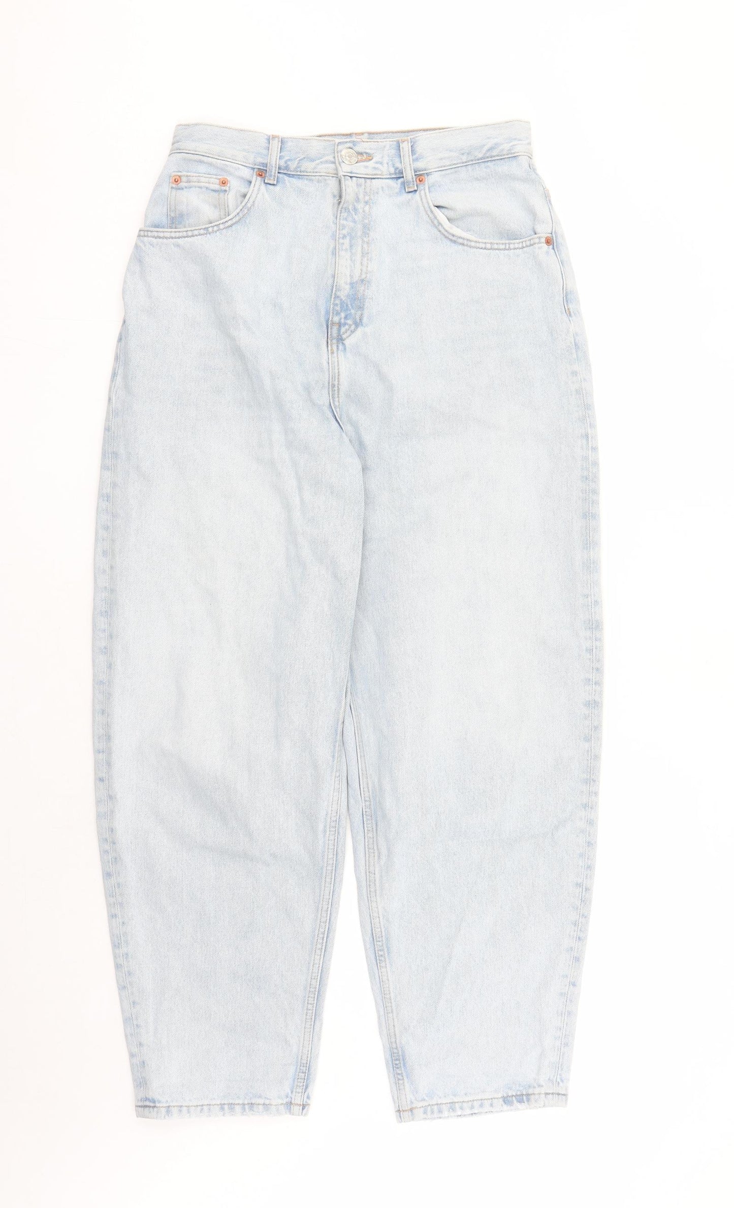 Zara Womens Blue Cotton Straight Jeans Size 32 in L31 in Regular Zip