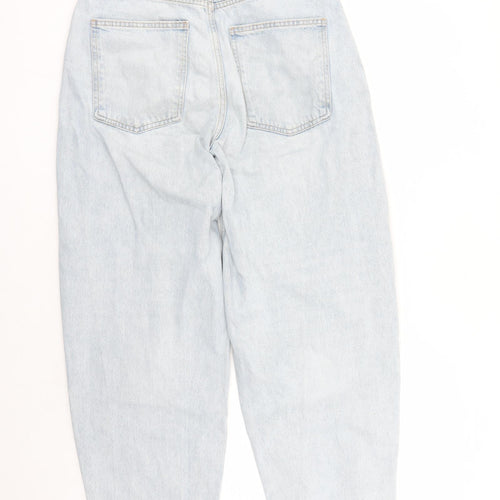 Zara Womens Blue Cotton Straight Jeans Size 32 in L31 in Regular Zip