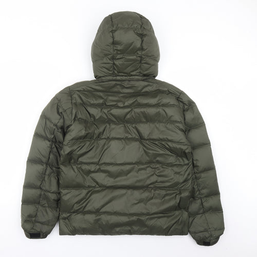 Strellson Mens Green Quilted Coat Size L Zip - Detachable Hood