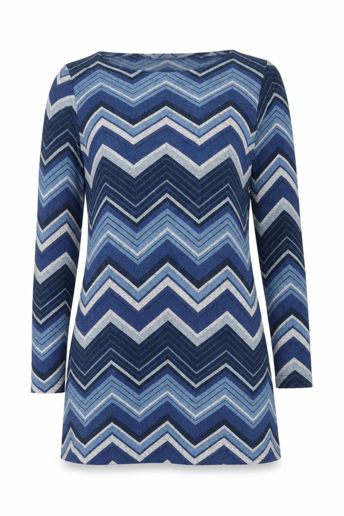 Lily Originals Womens Blue Boat Neck Geometric Polyester Pullover Jumper Size 12