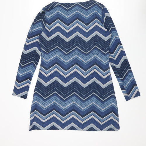 Lily Originals Womens Blue Boat Neck Geometric Polyester Pullover Jumper Size 12