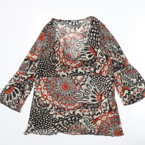 Per Una Womens Multicoloured Geometric Polyester Basic Blouse Size 18 V-Neck - Semi Sheer