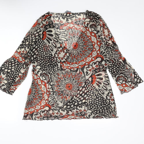 Per Una Womens Multicoloured Geometric Polyester Basic Blouse Size 18 V-Neck - Semi Sheer