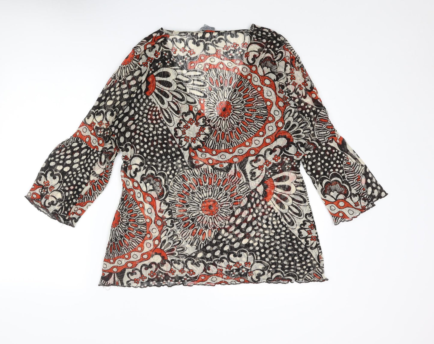 Per Una Womens Multicoloured Geometric Polyester Basic Blouse Size 18 V-Neck - Semi Sheer