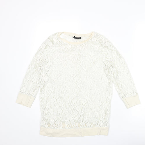 Topshop Womens Ivory Polyester Pullover Sweatshirt Size 10 Pullover - Lace