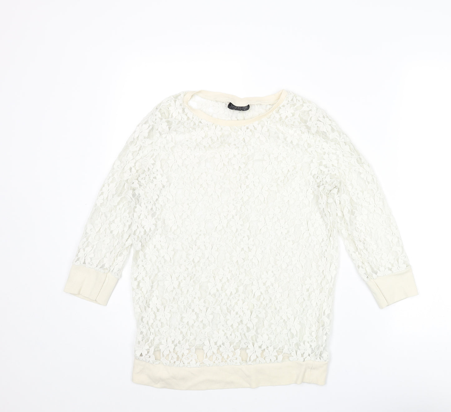 Topshop Womens Ivory Polyester Pullover Sweatshirt Size 10 Pullover - Lace