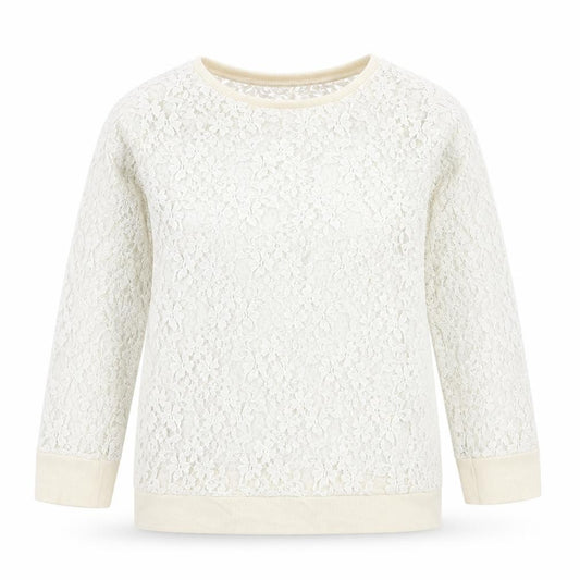 Front view of Topshop women’s ivory polyester pullover sweatshirt, size UK 10, pullover - lace