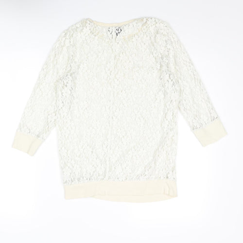 Topshop Womens Ivory Polyester Pullover Sweatshirt Size 10 Pullover - Lace