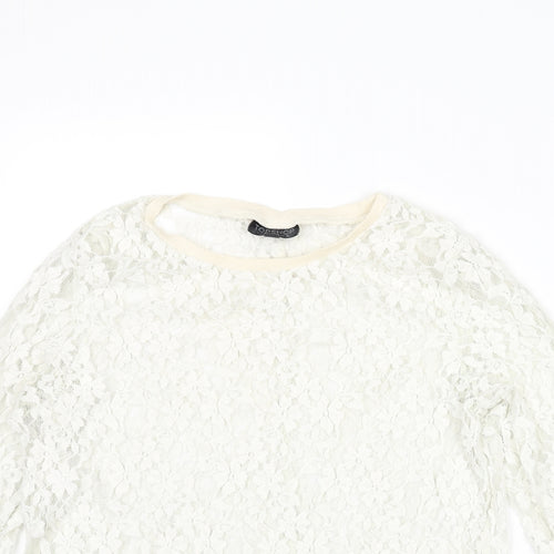 Topshop Womens Ivory Polyester Pullover Sweatshirt Size 10 Pullover - Lace