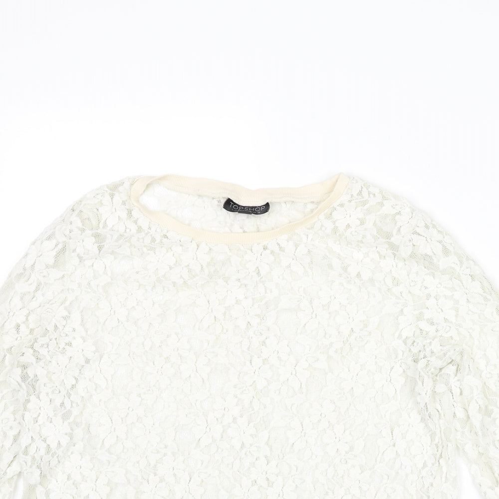 Topshop Womens Ivory Polyester Pullover Sweatshirt Size 10 Pullover - Lace