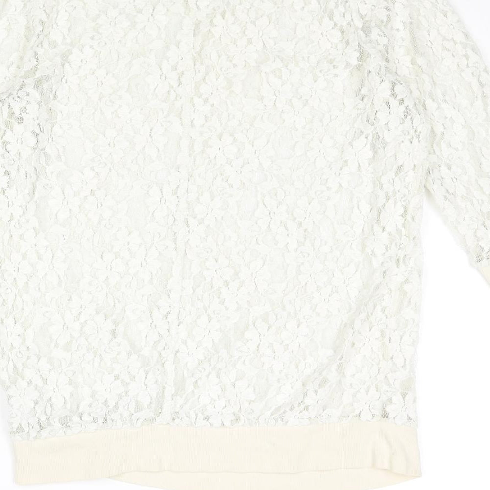 Topshop Womens Ivory Polyester Pullover Sweatshirt Size 10 Pullover - Lace