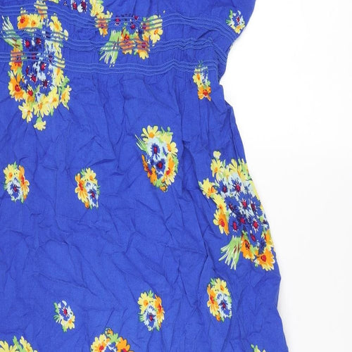 Apricot Womens Blue Floral Viscose Maxi Size L V-Neck Pullover - Frill