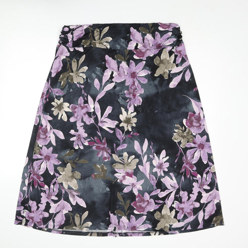 Leebe Womens Multicoloured Floral Viscose A-Line Skirt Size XL