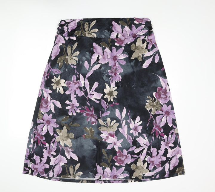 Leebe Womens Multicoloured Floral Viscose A-Line Skirt Size XL