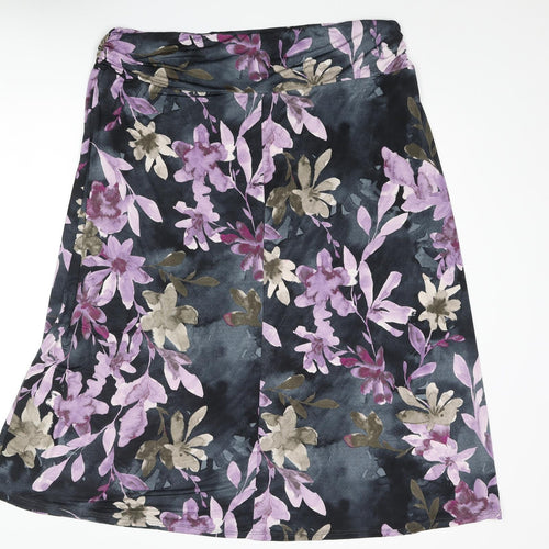 Leebe Womens Multicoloured Floral Viscose A-Line Skirt Size XL