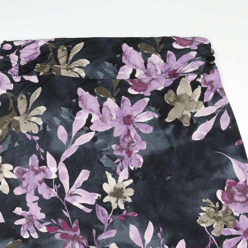 Leebe Womens Multicoloured Floral Viscose A-Line Skirt Size XL