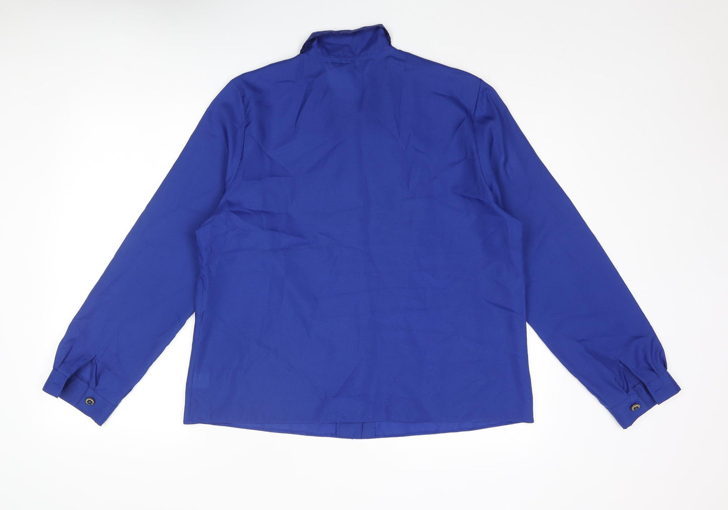 Debenhams Womens Blue Polyester Basic Button-Up Size 16 Collared - Embroidered