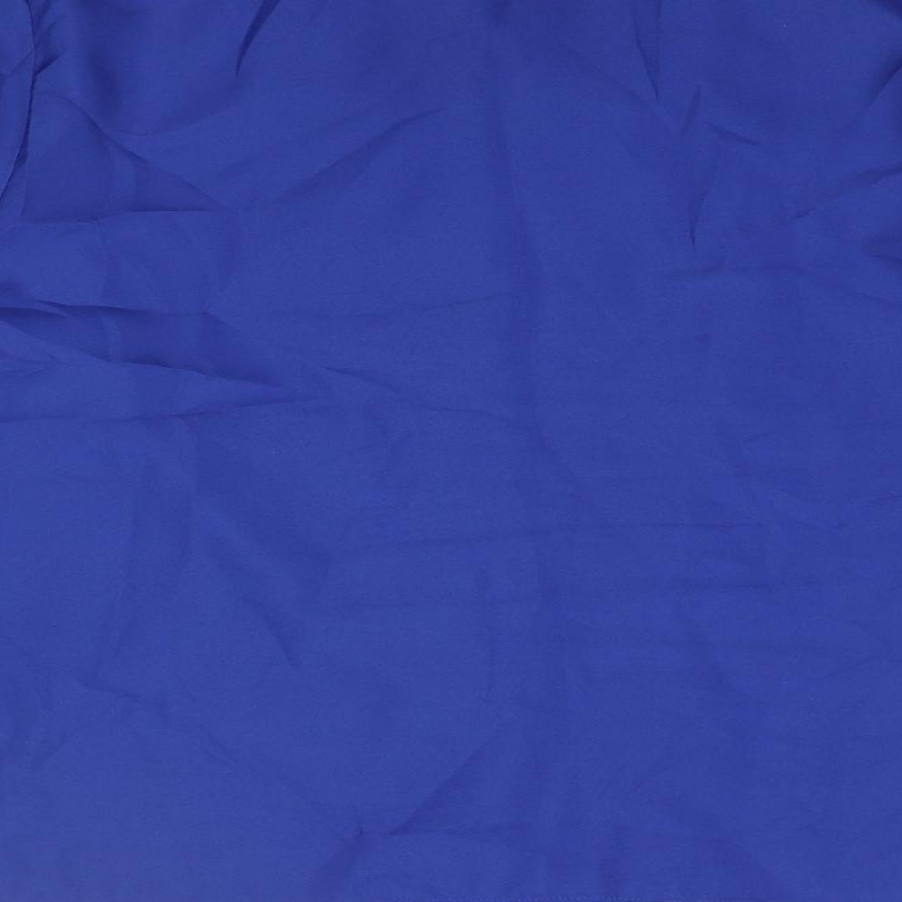 Debenhams Womens Blue Polyester Basic Button-Up Size 16 Collared - Embroidered